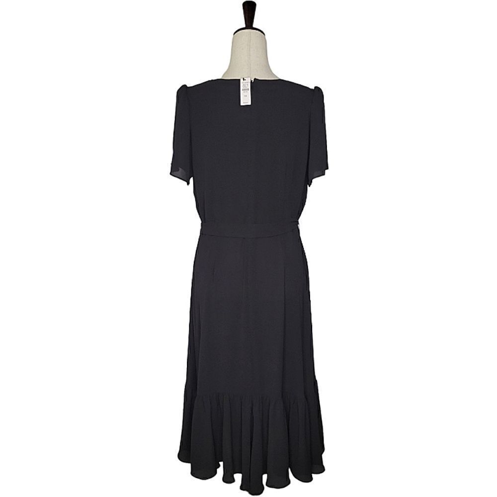 Talbots Black V-neck Cascading Wrap Lined Dress Size 12P - Picture 7 of 11
